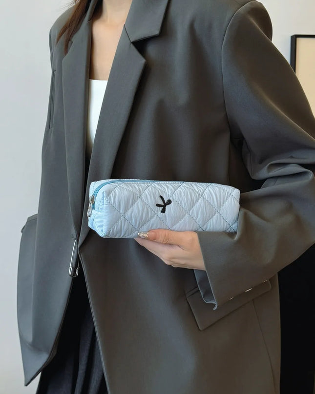 Bow Embroidered Quilted Storage Bag