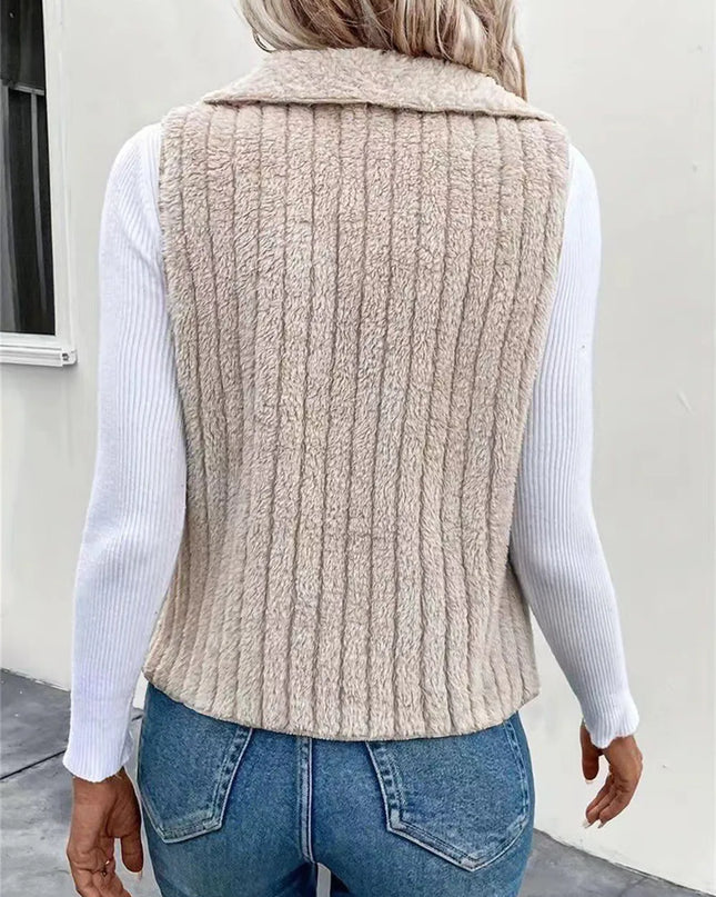 Open Front Fuzzy Vest Coat
