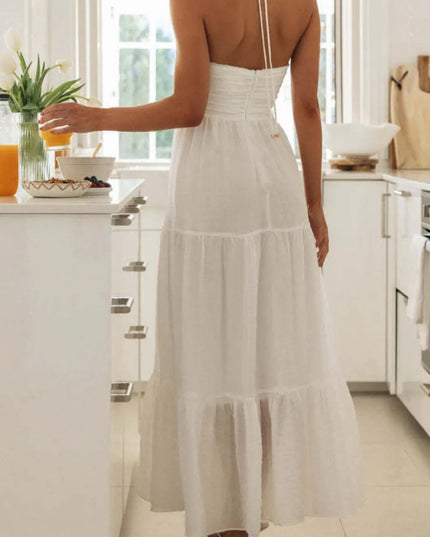 Tiered Halter Neck Printed Cami Dress 