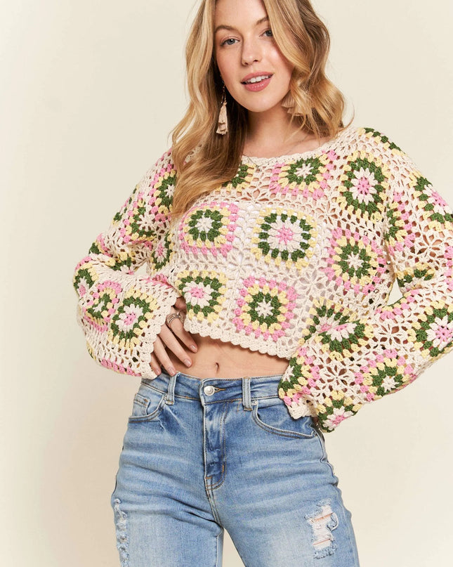 ADORA Multicolor Crochet Crop Top