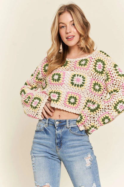 ADORA Multicolor Crochet Crop Top