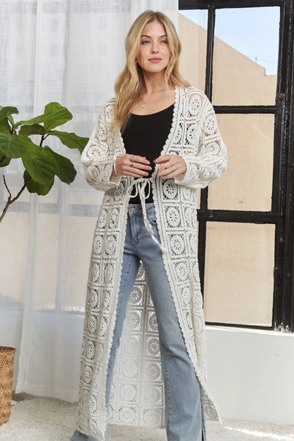 ADORA Long Sleeves Crochet Elastic Cardigan