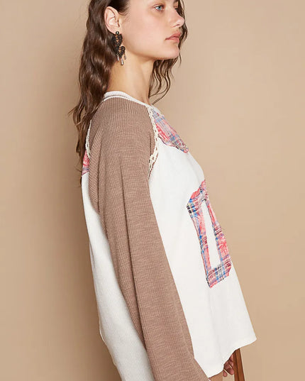 POL Plaid Number 06 Raglan Sleeve T-Shirt