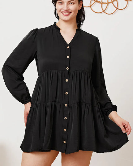 Ruffled Button Up Long Sleeve Tiered Shirt