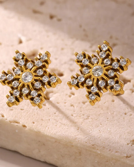 Stainless Steel Snowflake Stud Earrings 