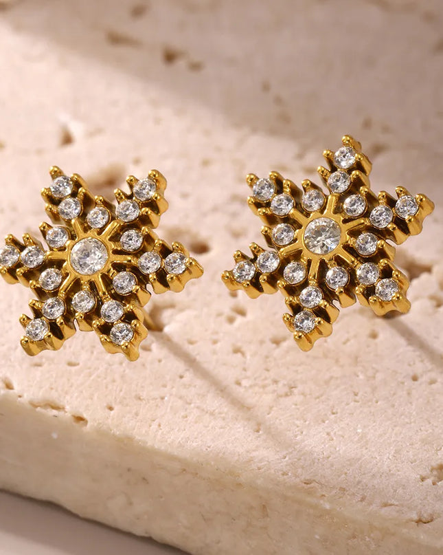 Stainless Steel Snowflake Stud Earrings 