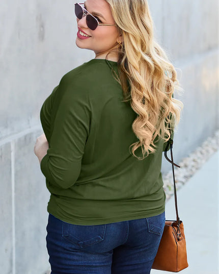 Basic Bae Full Size Round Neck Batwing Sleeve Top