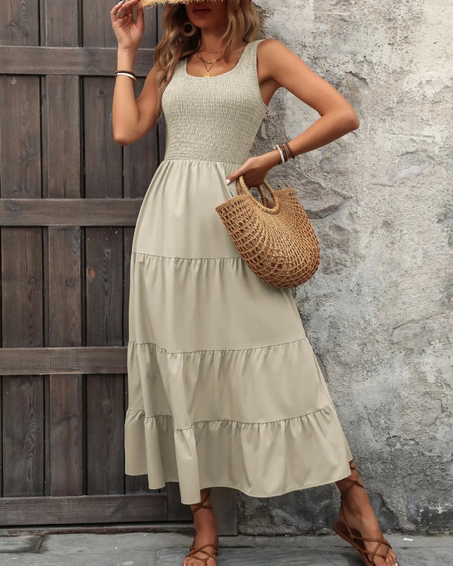 Ivy Lane Smocked Scoop Neck Sleeveless Tank Dress 