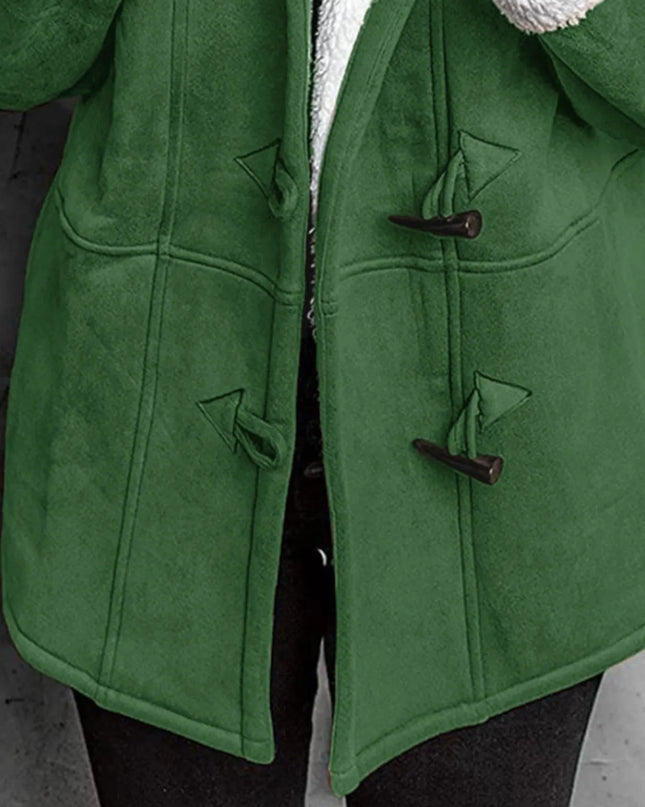 Full Size Cozy Sherpa Lined Toggle Coat with Hood Plus Size