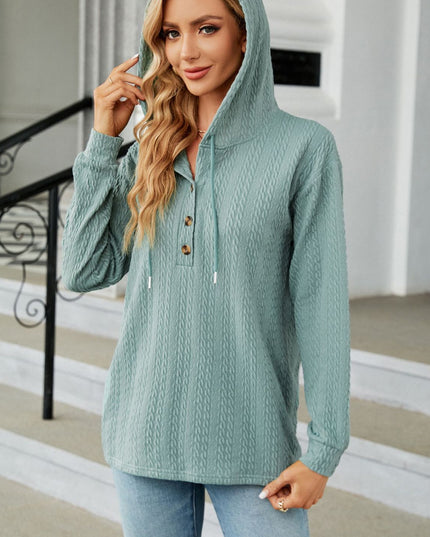 Cable-Knit Long Sleeve Hoodie