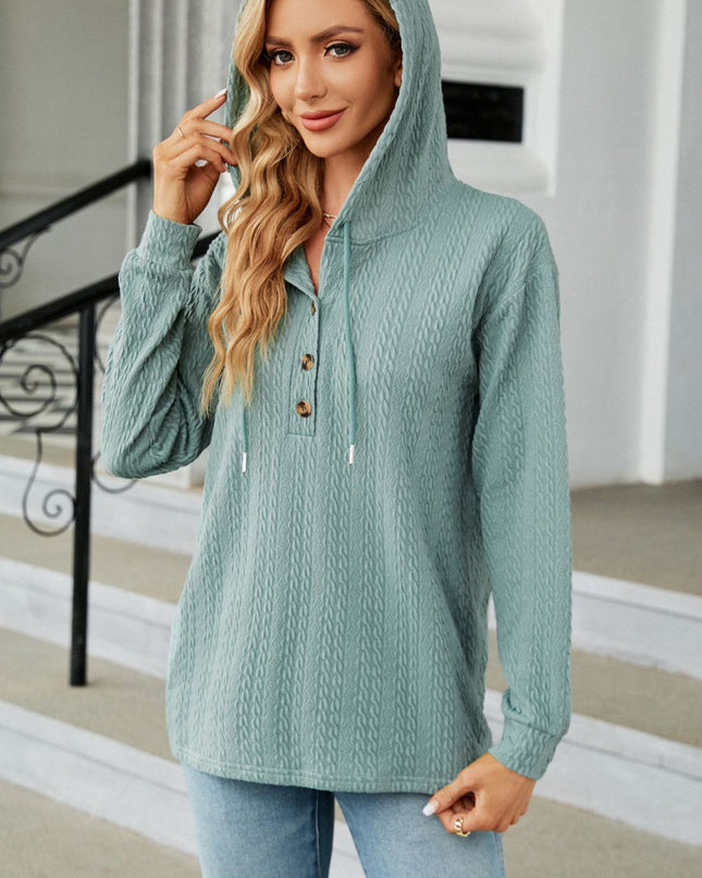 Cable-Knit Long Sleeve Hoodie