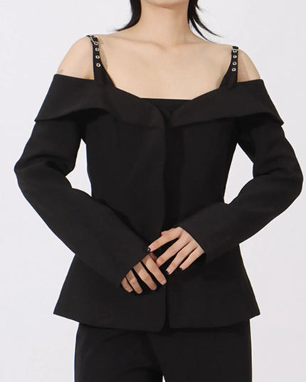 Ruffled Cold Shoulder Long Sleeve Outerwear