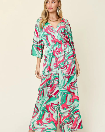 Double Take Full Size Half Sleeve Wide Leg Jumpsuit