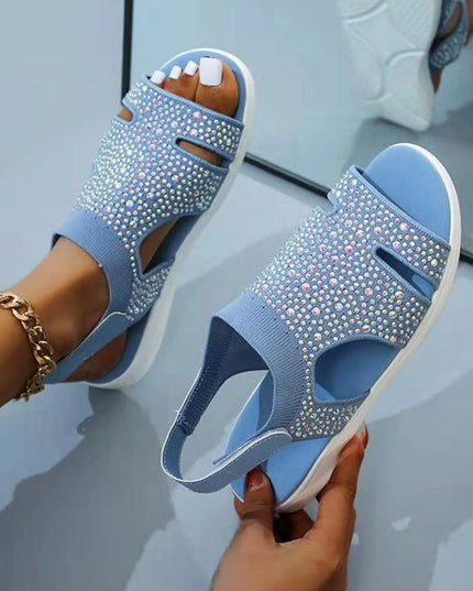 Rhinestone Embellished Cutout Sandals 