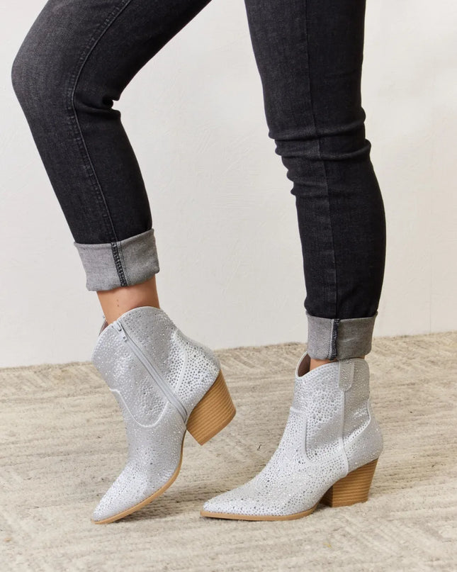 East Lion Corp Rhinestone Ankle Cowboy Boots