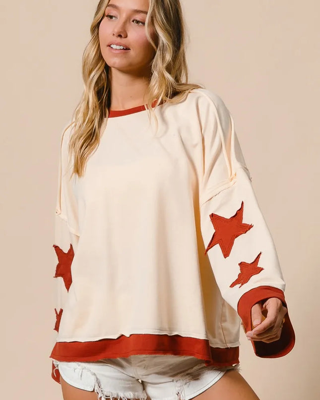 BiBi French Terry Top With Patch Detail Sweatshirt