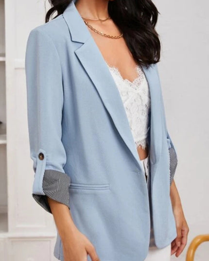 Lapel Collar Roll-Tab Sleeve Blazer