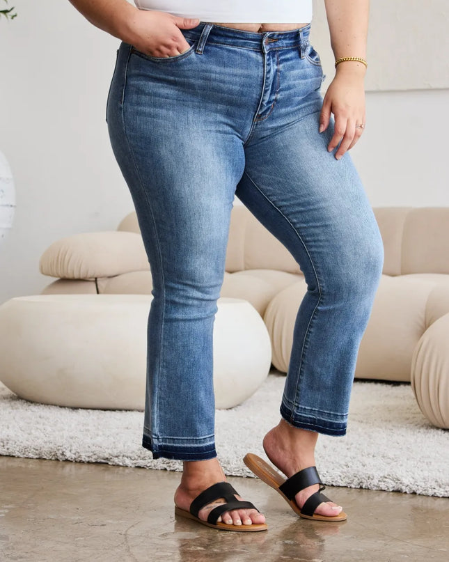 Judy Blue Full Size Release Hem Cropped Bootcut Jeans