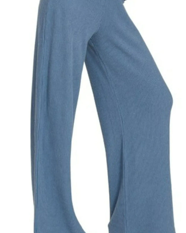 Zenana Rolled Sleeve Top and Pants Sweater Set