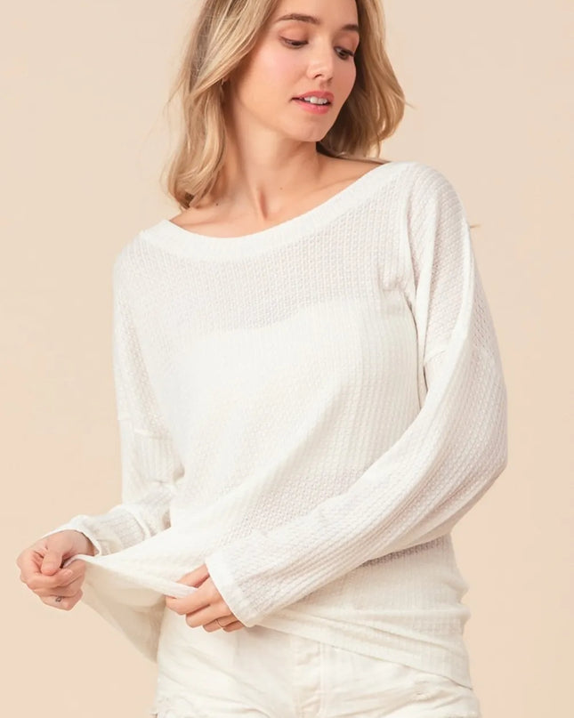 BiBi Waffled Backless Drawstring T-Shirt