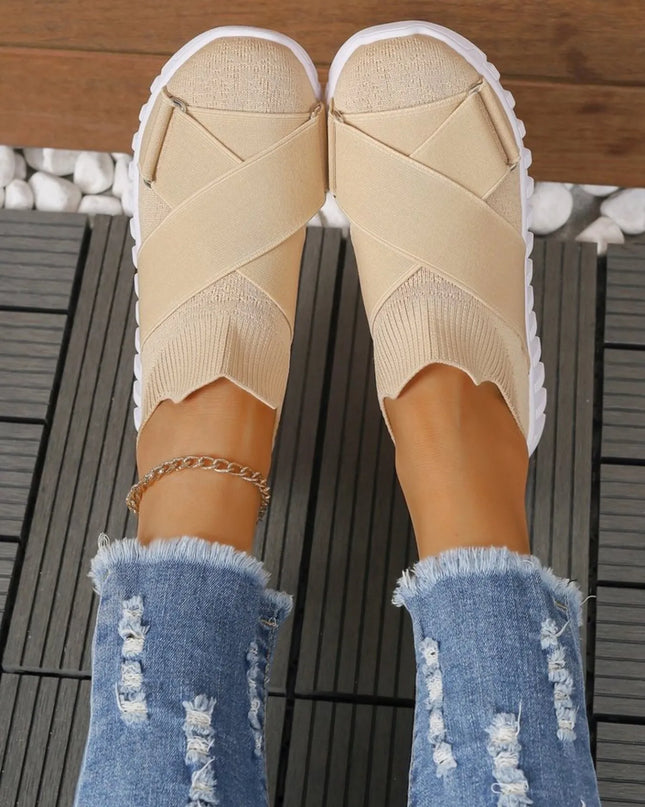Crossover Strap Mesh Slip-Ons 