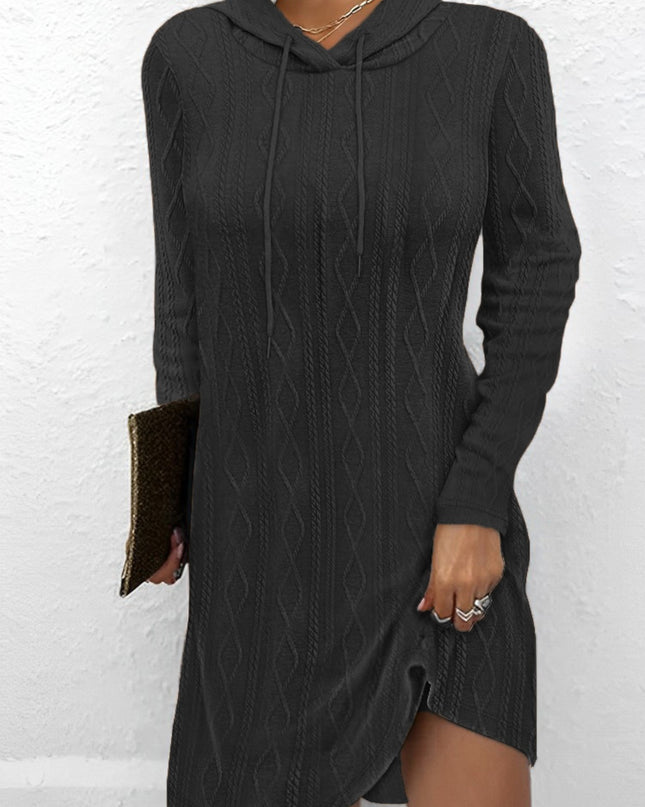 Drawstring Hooded Sweater Dress