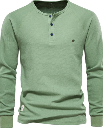 Men's Waffle-Knit Long Sleeve T-Shirt Matcha Green