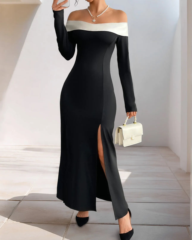Side Slit Off-Shoulder Maxi Dress 
