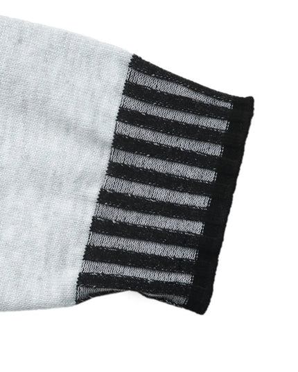 Striped Trim Tie Waist Sweater Dress