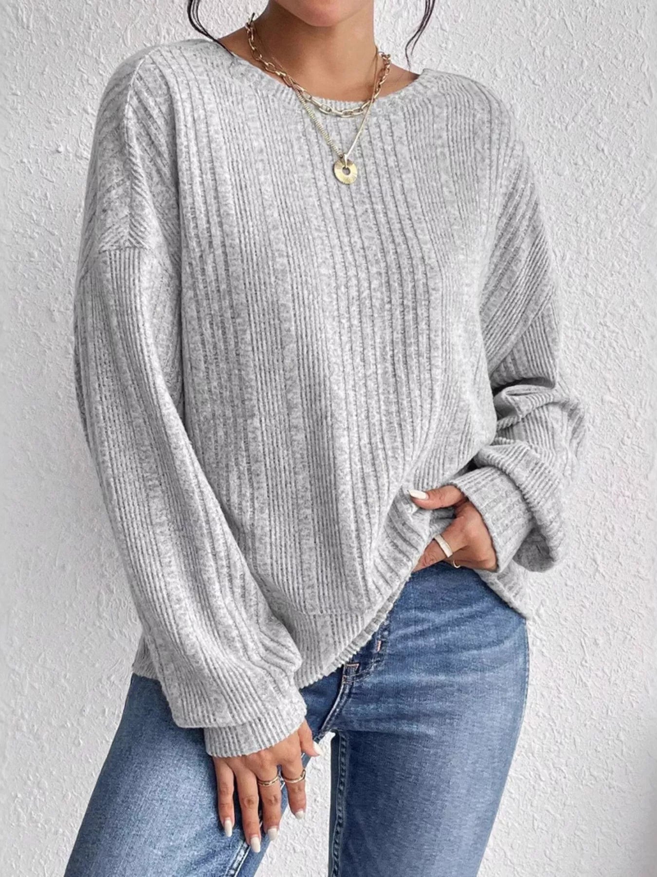 Crisscross Back Long Sleeve Knit Top