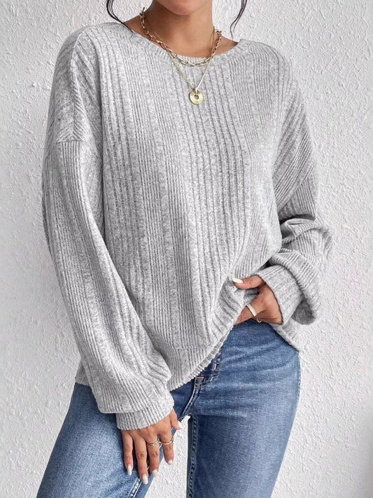 Crisscross Back Long Sleeve Knit Top