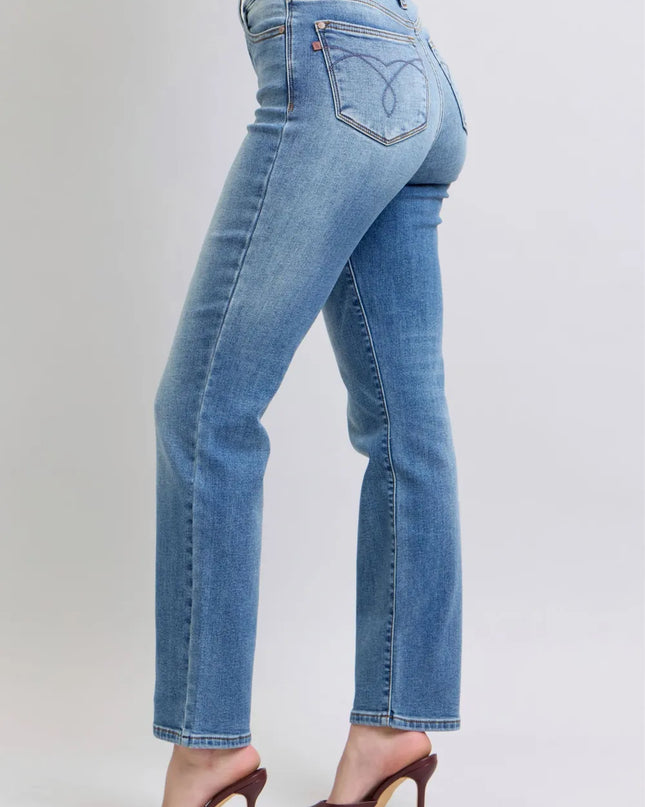 Judy Blue Full Size Run Vintage Wash Thermal Straight Jeans
