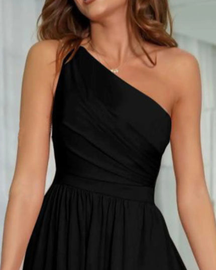 One-Shoulder High Slit Dress 
