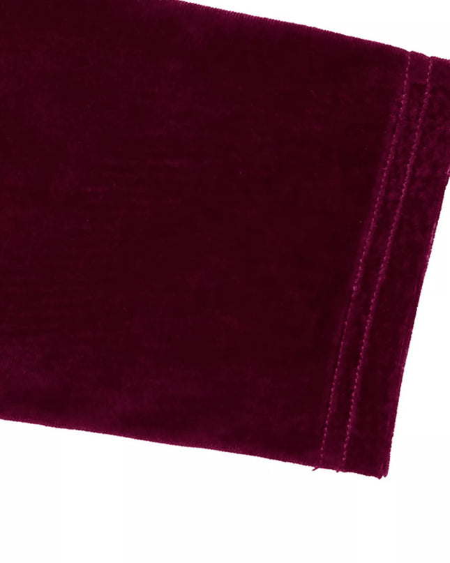 Velvet Slit Round Neck Long Sleeve Dress with Side Tie Detail