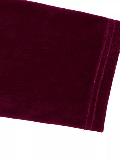 Velvet Slit Round Neck Long Sleeve Dress with Side Tie Detail