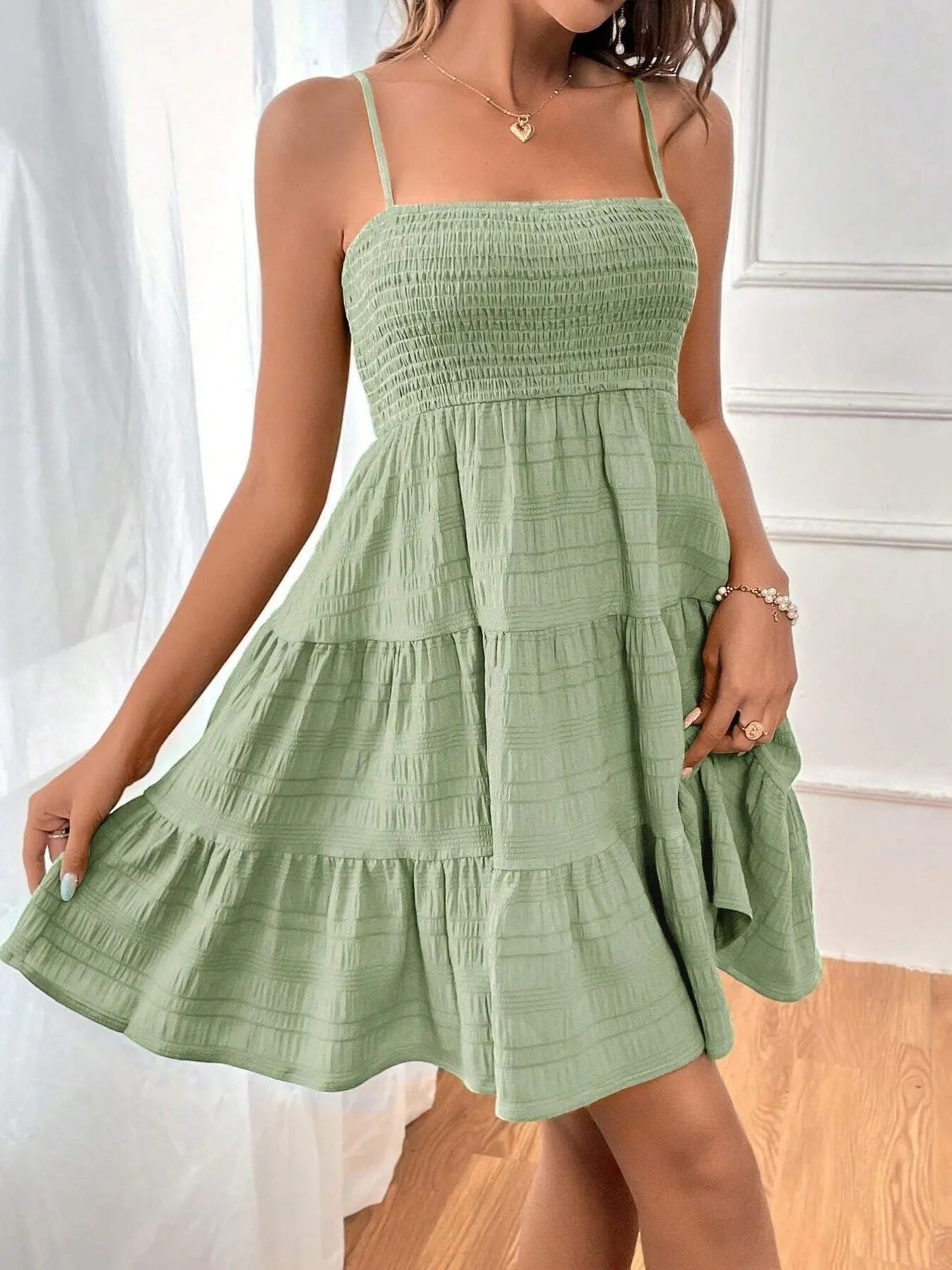 Smocked Tiered Cami Dress