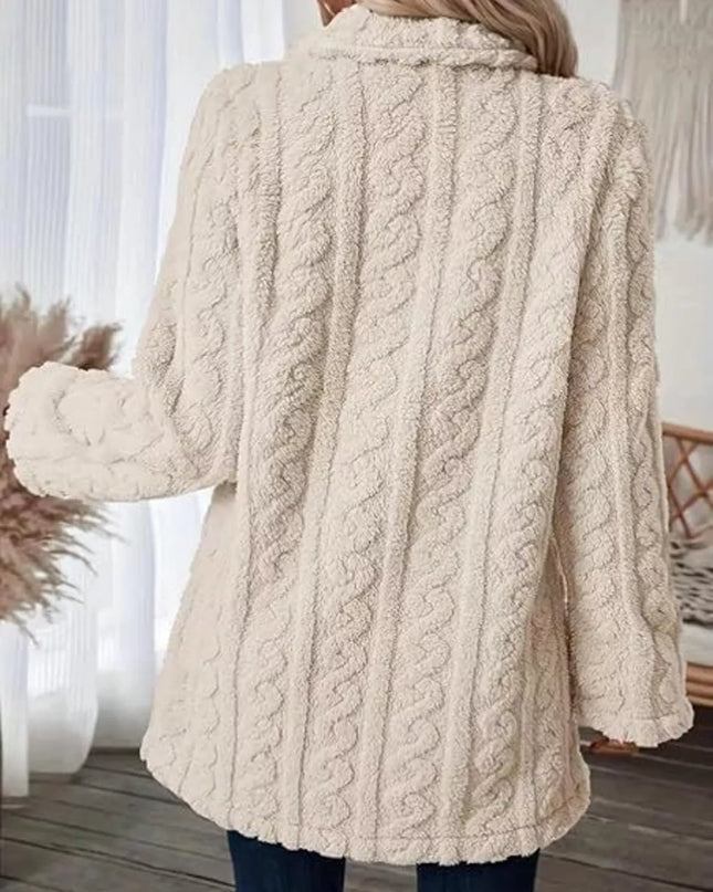 Double-Breasted Fleece Longline Coat