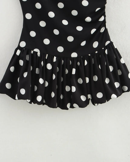 One-Shoulder Polka Dot Mini Dress