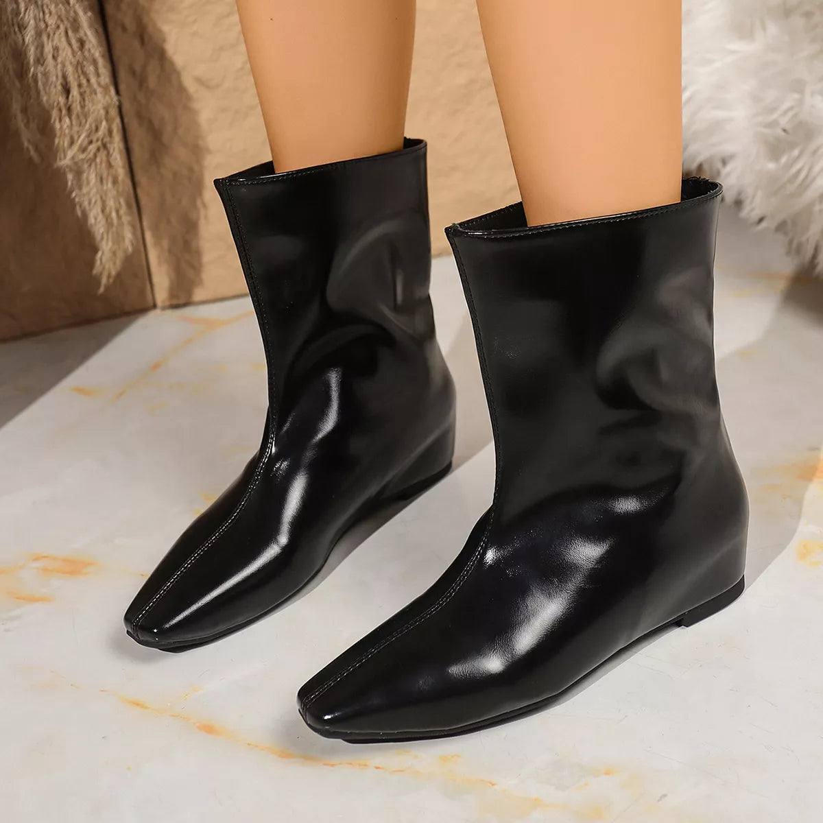 Point Toe Leather Boots