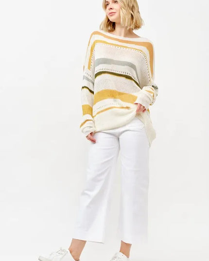 And The Why Abstract Striped Light Weight Loose Sweater