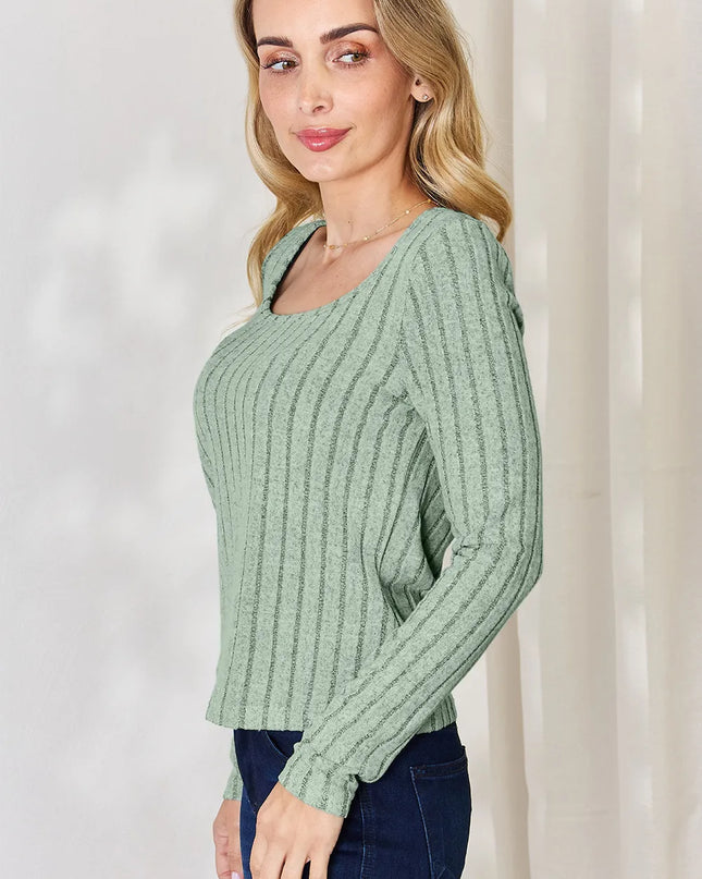 Basic Bae Full Size Ribbed Long Sleeve T-Shirt