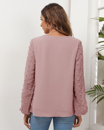 Swiss Dot Balloon Sleeve Blouse