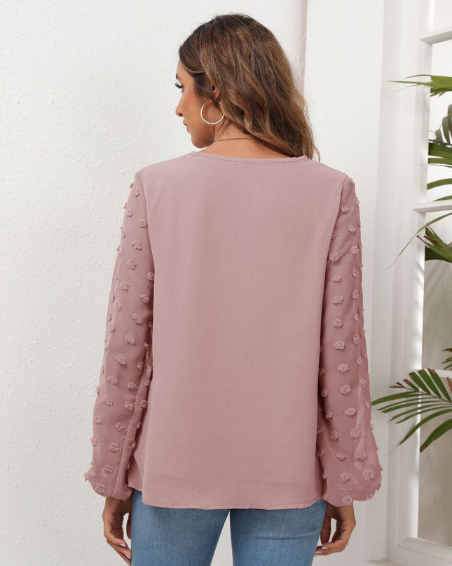 Swiss Dot Balloon Sleeve Blouse