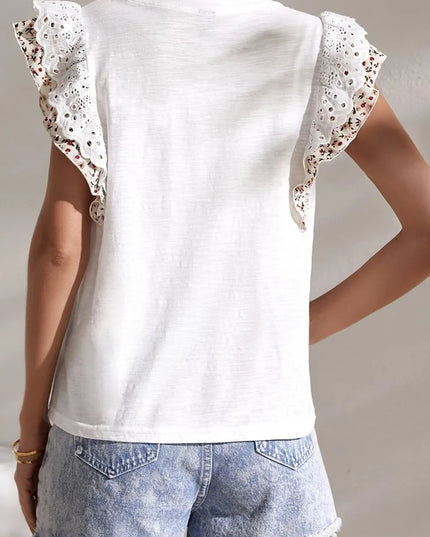Oh Full Size Ruffled Round Neck Cap Sleeve Top