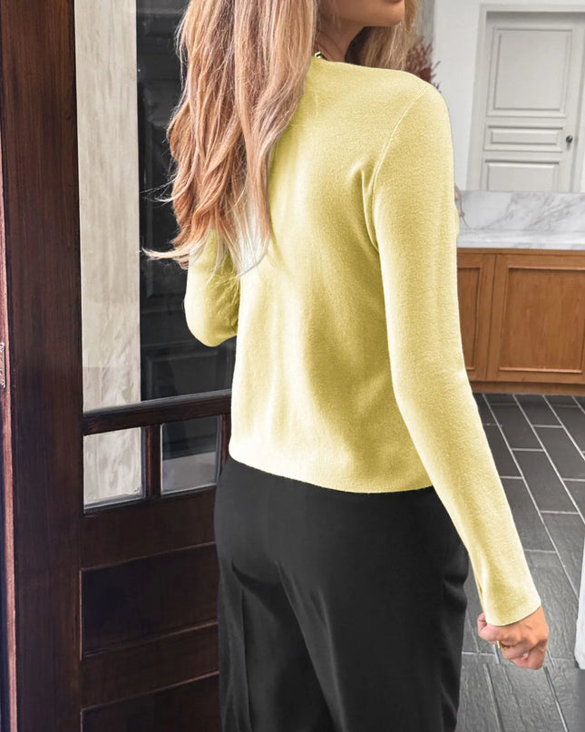 Button-Up Long Sleeve Knit Cardigan