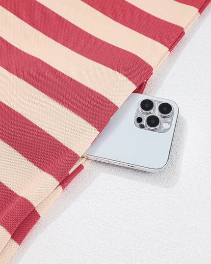 Contrast Striped Johnny Collar Long Sleeve Mini Dress