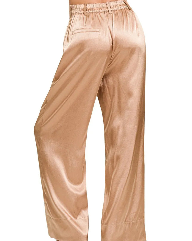 Zenana Wide-Leg Satin Pants