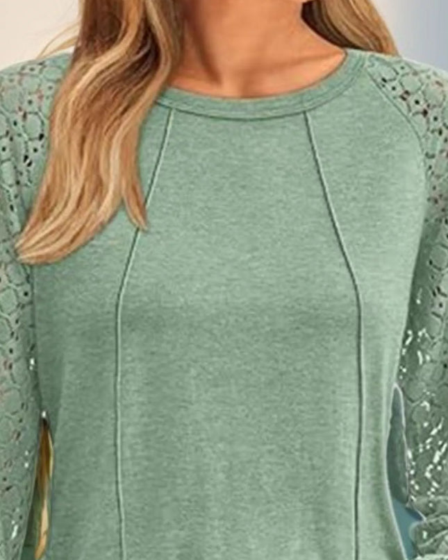 Round Neck Lace Sleeve Blouse