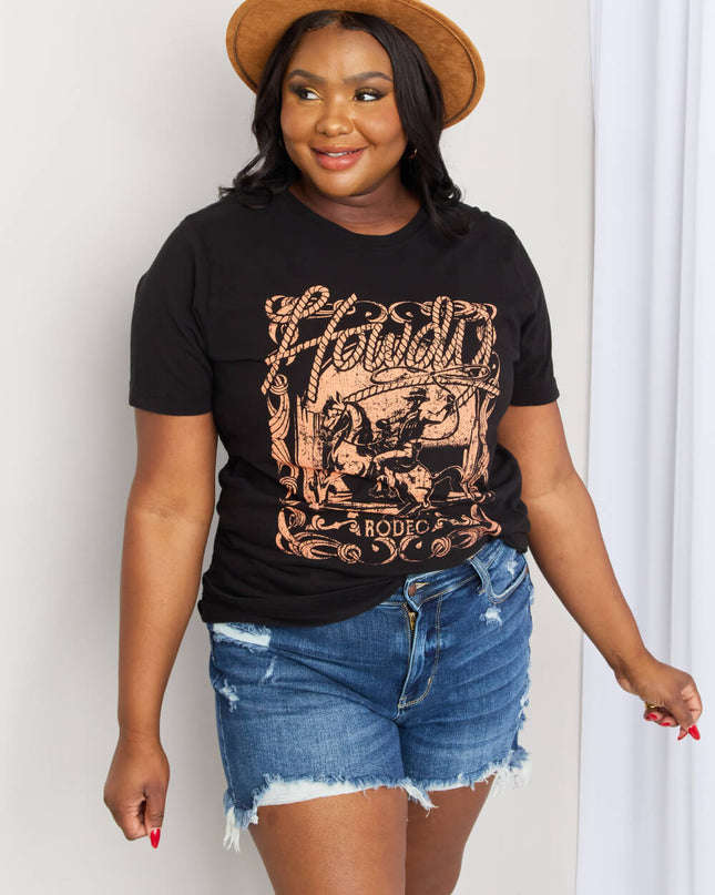 mineB Full Size Graphic Round Neck Tee