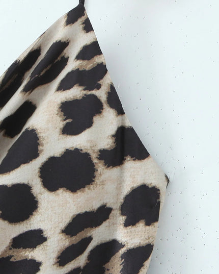 Leopard Print Satin Maxi Dress